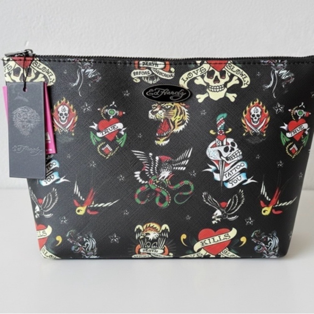 Ed Hardy Black Tattoo Cosmetic Bag